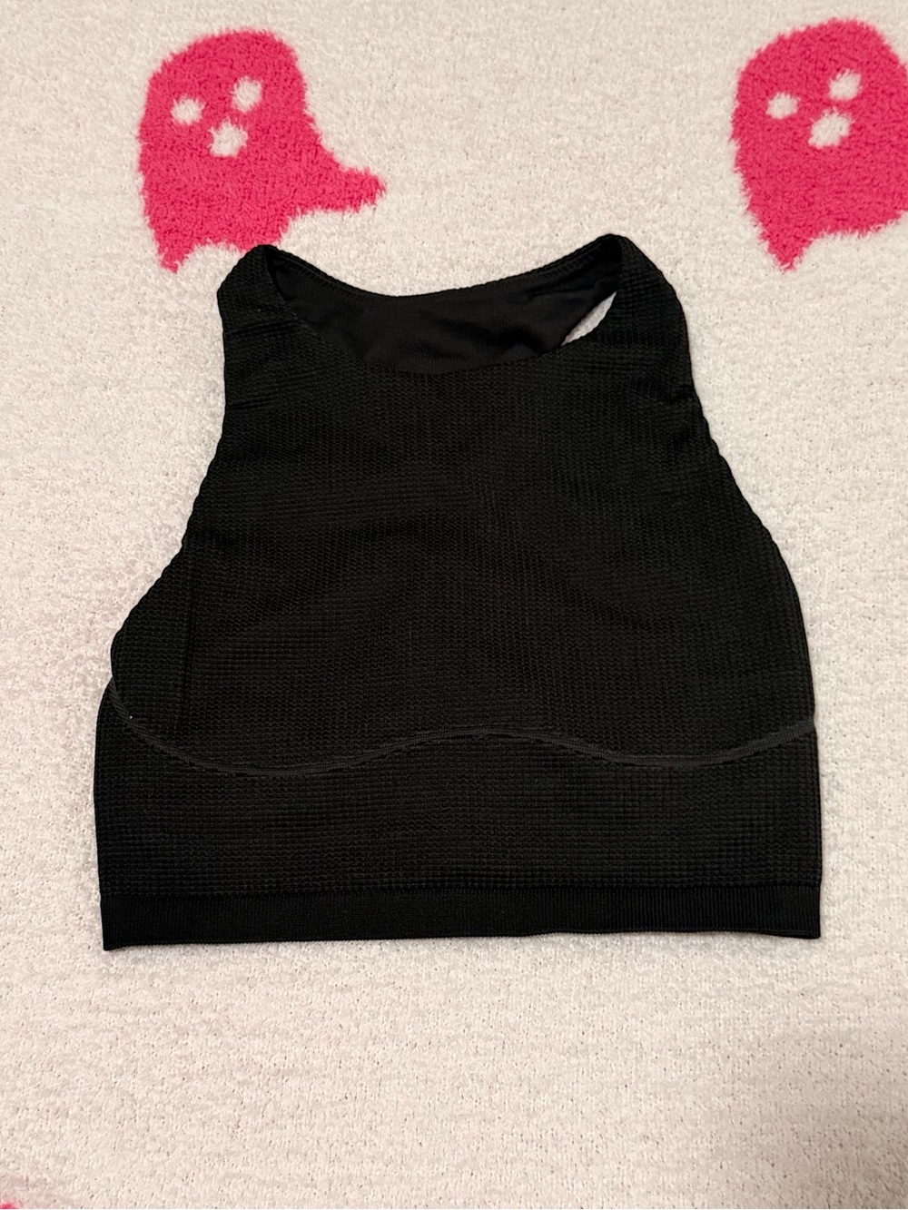 Aerie Black Textured High Neck Cropped Tank Top - Size M